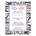 Zebra Frame Twins Baby Boy & Girl Shower Invite