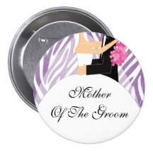 Zebra Mother of the Groom Button / Pin Purple