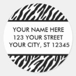 Zebra Pattern Address Labels Round Sticker