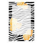 Zebra pattern + orange roses Stationery
