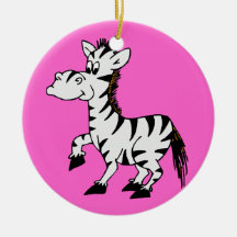Zebra Pink Background Christmas Tree Ornaments