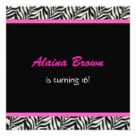 Zebra Print Birthday Party Invitations