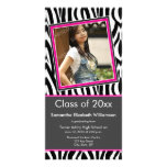 Zebra Print Graduation Photo Announcement (pink) Photo Greeting Card
