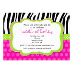 Zebra print Hot pink Bithday Party Invitations
