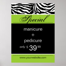 Zebra Salon Spa Poster Trendy Lime Green