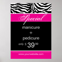 Zebra Salon Spa Poster Trendy Pink