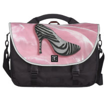 Zebra Stripe Pink Silk High Heel Shoe Fashion Computer Bag