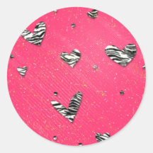 Zebra striped hot pink dot stickers