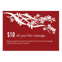 Zen Chic Massage Therapist Coupon Business Card