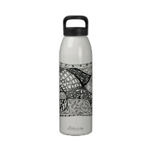 Zentangle in Pen & Ink - Star - Black & White Drinking Bottles