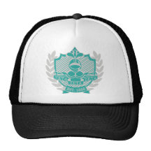 Zeta Zeta Zeta Fraternity Crest - Teal/Grey Trucker Hat