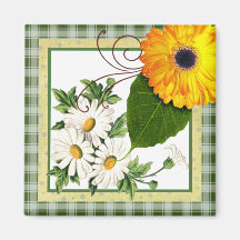 Zinnia & Daisies Kitchen Magnet