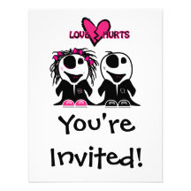 ZOMBIE LOVE HURTS INVITATIONS