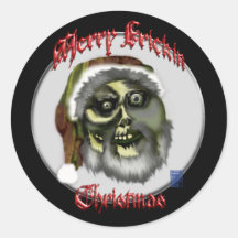 zombie santa round sticker