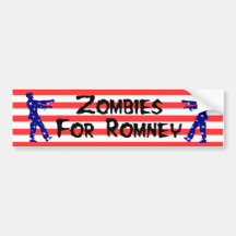 Zombies For Romney Fun Halloween Bumper Sticker