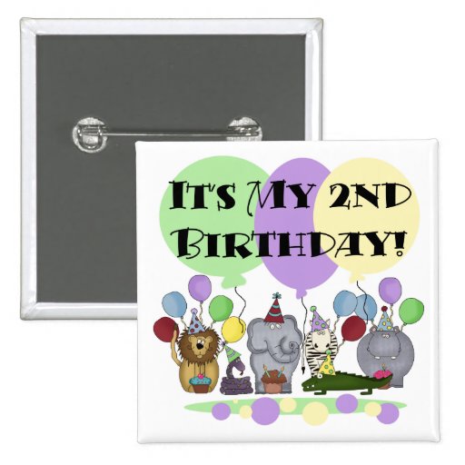 Zoo Animals 2nd Birthday Tshirts and Gifts Pinback Button
