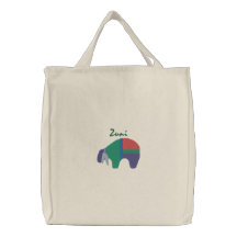 Zuni Bear Native American Symbol Design 2 Embroidered Tote Bag