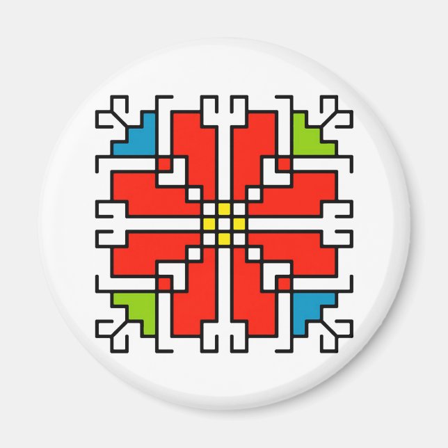 М0041 Magnet Bulgarian folk motif shevitsa red (Front)