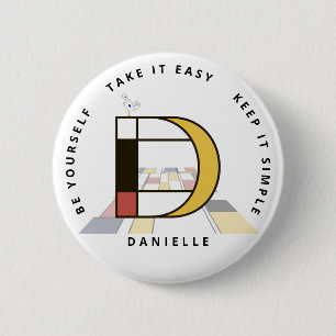 Сaptivating Neoplasticism Art Monogram. Letter D 6 Cm Round Badge