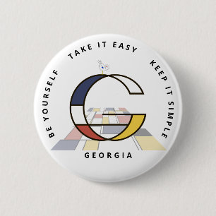 Сaptivating Neoplasticism Art Monogram. Letter G 6 Cm Round Badge
