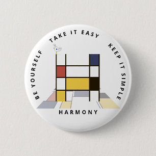 Сaptivating Neoplasticism Art Monogram. Letter H 6 Cm Round Badge