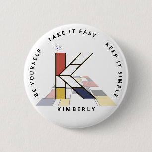 Сaptivating Neoplasticism Art Monogram. Letter K 6 Cm Round Badge