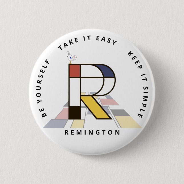 Сaptivating Neoplasticism Art Monogram. Letter R 6 Cm Round Badge (Front)