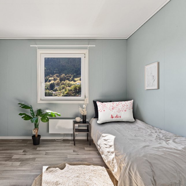 Сhristmas red  Ball star  bell decoration name Lumbar Cushion (Creator Uploaded)