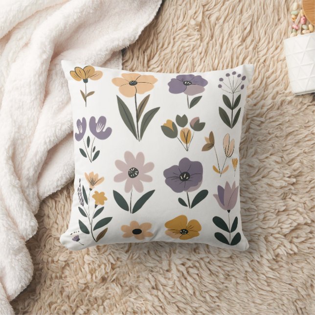 Сollection of vector flowers Throw Pillow (Blanket)