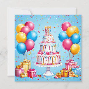 Сolorful birthday art invitation