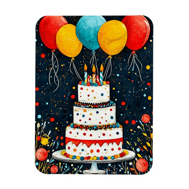 Сolorful birthday balloons magnet (Vertical)