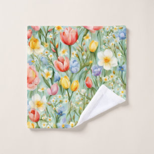 Сolorful Spring Floral Field. Painting Bath Towel Set