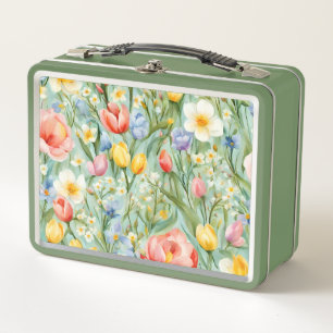 Сolorful Spring Floral Field. Painting Metal Lunch Box