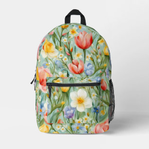 Сolorful Spring Floral Field. Painting Printed Backpack