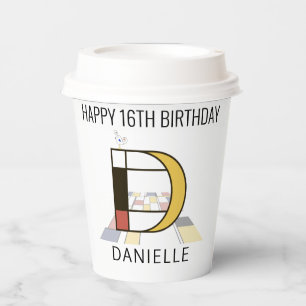 Сool Neoplasticism Style Monogram. Letter D Paper Cups