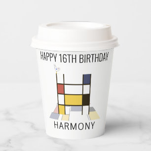 Сool Neoplasticism Style Monogram. Letter H Paper Cups