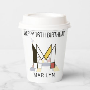 Сool Neoplasticism Style Monogram. Letter M Paper Cups