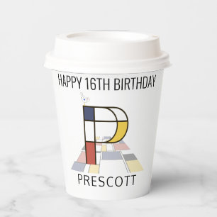 Сool Neoplasticism Style Monogram. Letter P Paper Cups