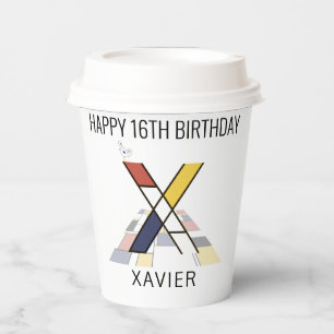 Сool Neoplasticism Style Monogram. Letter X Paper Cups