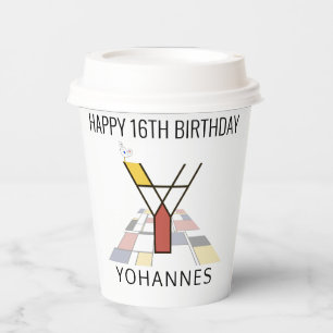 Сool Neoplasticism Style Monogram. Letter Y Paper Cups