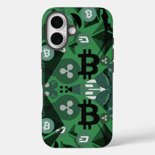 Сryptocurrencies green pattern iPhone 16 case