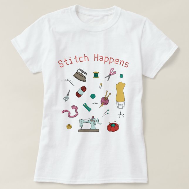 Сustom Sewing & Crafting Tools T-Shirt (Design Front)