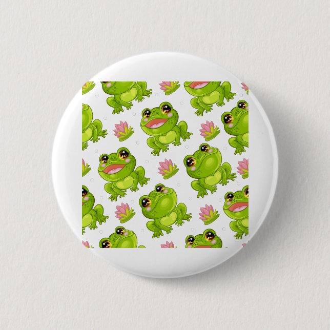 Сute cartoon frogs 6 cm round badge (Front)