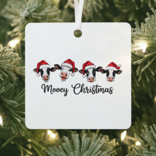 Сute Christmas Cows Mooey Xmas Heifer Highland Cow Metal Tree Decoration