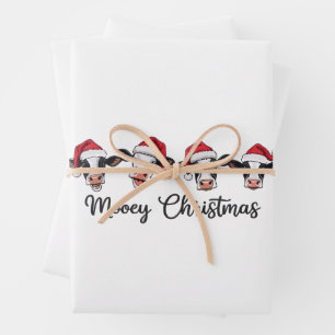 Сute Christmas Cows Mooey Xmas Heifer Highland Cow Wrapping Paper Sheet
