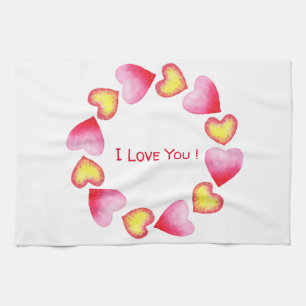 Сute  Romantic I Love You Valentine's Day  Tea Towel