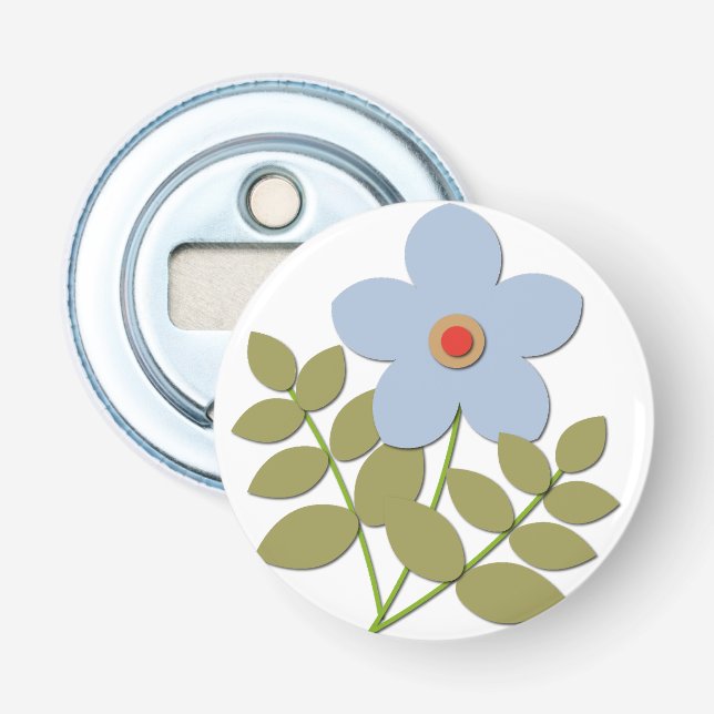Сute simple blue flower bottle opener (Front)