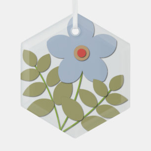 Сute simple blue flower glass tree decoration