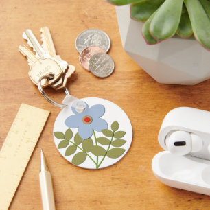 Сute simple blue flower key ring