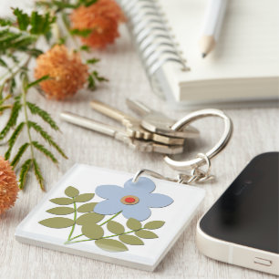 Сute simple blue flower key ring